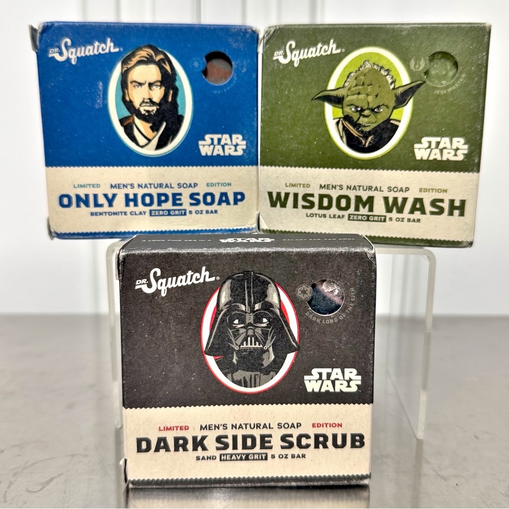 Dr Squatch STAR WARS Soap Limited Edition 3 Pack Lot Yoda, Luke, Darth NEW